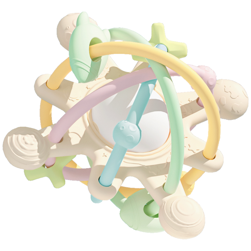 lovemami曼哈顿手抓球婴儿牙胶硅胶磨牙棒宝宝玩具防吃手持咬胶啃