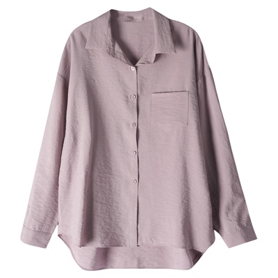 轻奢高货桑蚕丝干丝衬衫女宽松慵懒风长袖夏季真丝纯色衬衣上衣女