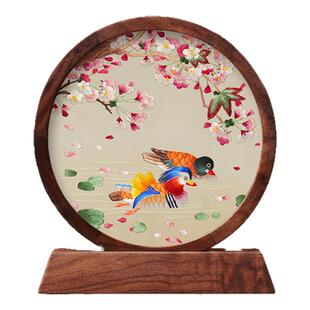 苏绣双面绣摆件刺绣非遗摆台鸳鸯结婚新婚纪念礼物伴手礼送老外