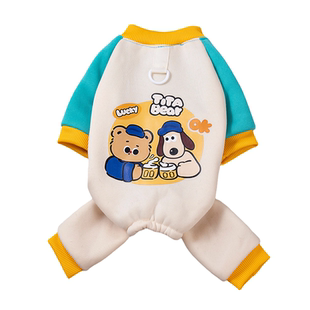 猫咪衣服印花小熊四脚衣宠物衣服保暖秋冬装布偶英短泰迪狗狗衣服