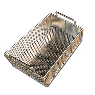 304不锈钢板冲孔网筐篮筐圆孔清洗定制篮不锈钢冲孔筐食品工业用