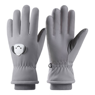 儿童手套男户外滑雪骑车女冬季加绒保暖防滑防水可爱五指骑行手套