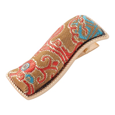 宋锦古金色鸭嘴刘海夹国风新款