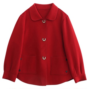 依佈中老年女士2025冬季新款羊毛大衣时洋气妈妈装双面呢保暖外套