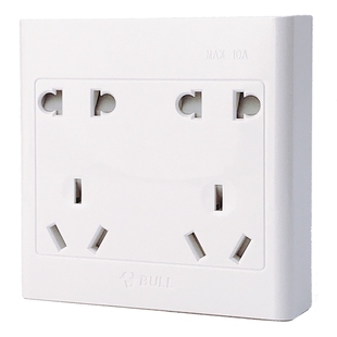 公牛明装插座开关多孔墙壁明盒电源六孔三孔插家用十孔10九孔面板