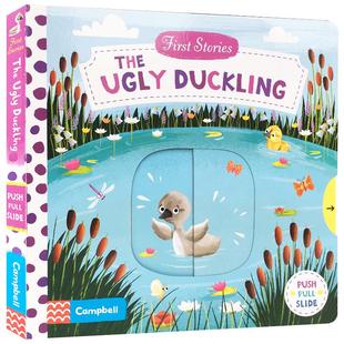 英文原版绘本 First Stories:The Ugly Duckling 丑小鸭童话故事幼儿益智抽拉玩具操作纸板书0-3-6岁撕不烂早教机关启蒙童书