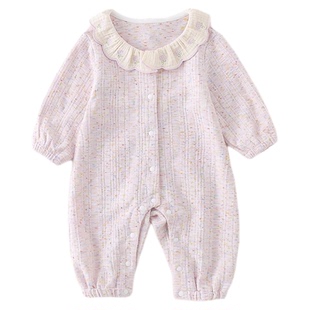 婴儿女宝宝衣服2026春秋连体衣春季哈衣满月百天甜美可爱薄款外套