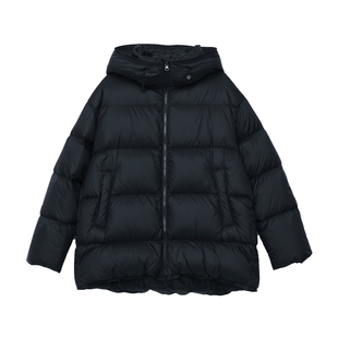 【特氟龙三防】MOVEUP幻走2025冬新款连帽立领鸭绒中长款羽绒服女