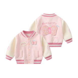 女童外套春装新款女宝宝百搭棒球服婴儿春装卫衣夹克上衣儿童衣服