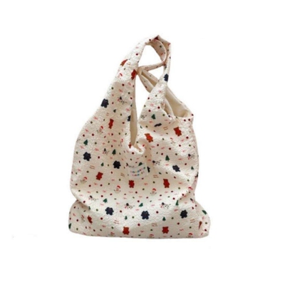 甜美卡通压花单肩包手提背心布袋