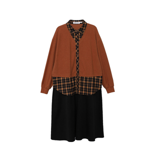 MOVEUP幻走2025冬季新款.FUN系列衬衫领三层拼接叠穿梭织连衣裙