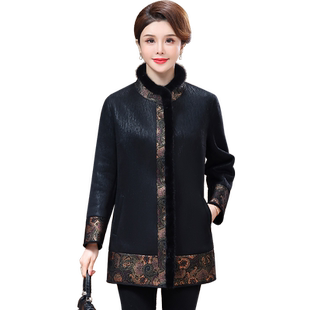 羊剪绒大衣女2022新款水貂领中年妈妈皮毛一体过冬皮草外套小个子