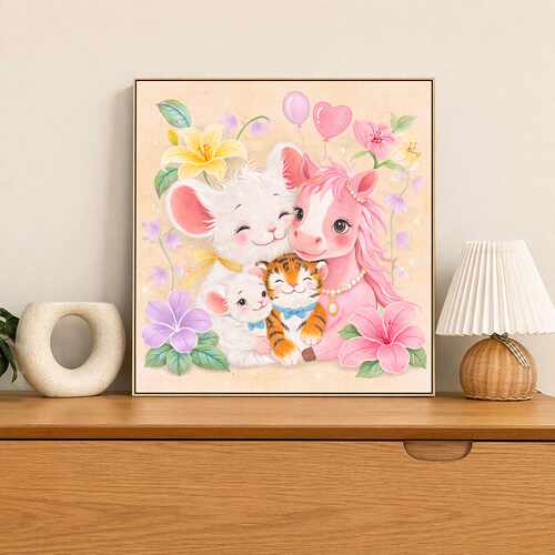 定制生肖全家福数字油画diy填充色丙烯手工自制艺术品礼物装饰画