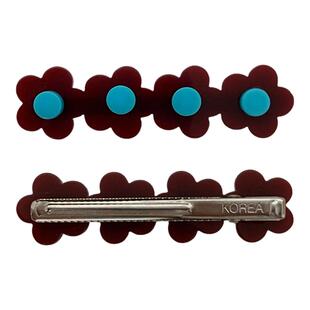 RTEP 定制usite韩国小众ins紫红色/湖蓝色花朵醋酸发夹边夹子刘海