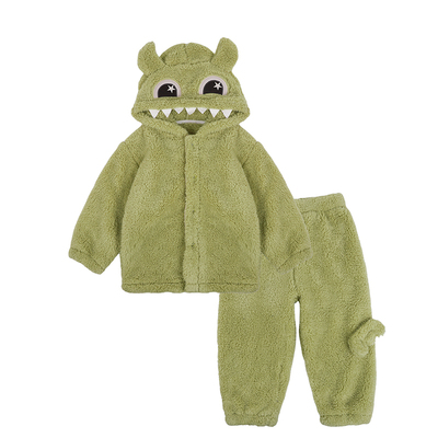 男童睡衣秋冬儿童珊瑚绒家居服2025新款冬季男孩a类加厚长袖套装