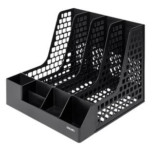 得力多层四栏文件框加厚文件架筐子档案文件夹收纳盒置物架办公用品资料架学生用书架简易桌上书立桌面文具