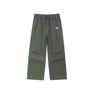 FORNINES美式休闲工装裤男女夏秋国潮白色直筒裤子运动褶皱伞兵裤