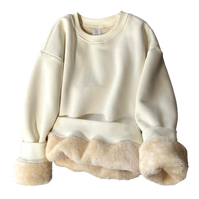 冬季小暖炉/仿羊羔绒圆领卫衣女