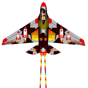 潍坊2023年新款迷彩飞机风筝微风易飞初学者儿童小号卡通长尾战机