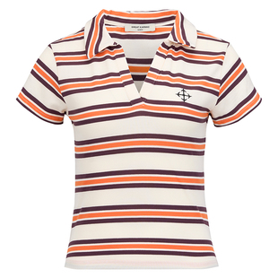 【特价清仓】GRKC吉尔卡克 十字箭条纹短袖撞色短款t恤收腰POLO衫