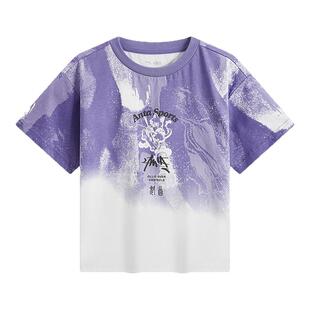 文曲T安踏儿童T恤男童潮流短袖衫2026年夏季新款纯棉透气宽松短T