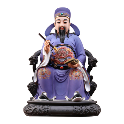精工彩文昌帝君坐像陶瓷文曲星像