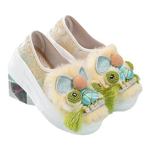 老虎头鞋成人平底舒适牛筋底国潮中式复古绣花鞋非遗纯手工布鞋女