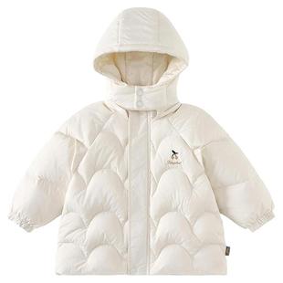 童泰女宝宝羽绒服外套冬季儿童衣服女童外出连帽中长款可爱鸭绒服