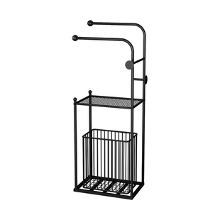 铁艺卫生间浴室浴缸边置物架落地轻奢岩板浴巾毛巾收纳架子脏衣篮