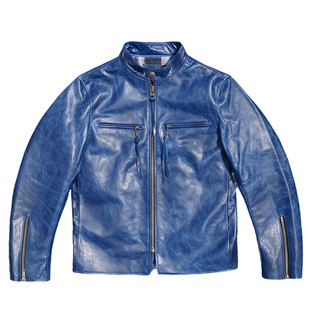 indigo靛蓝染无涂小幼马皮】真皮皮衣男J100立领柔软舒适有筋骨