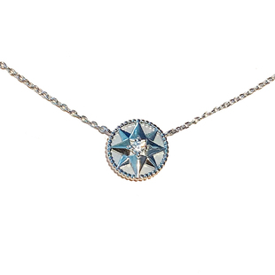 吾爱幸运星莫桑钻八芒星罗盘精致纯银镀18k金项链叠搭短款锁骨链