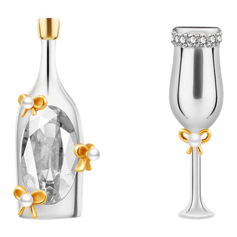 【颜人中同款】Blingkolio不另可锆石银针不对称酒瓶耳钉