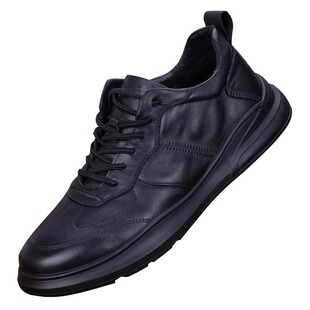 外贸原单男鞋春秋潮鞋2026新款百搭男士运动鞋休闲潮流皮鞋男真皮