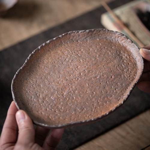 粗陶壶承 干泡台壶垫 储水盘日式复古 侘寂风陶瓷茶道零配件茶盘