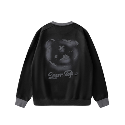 LAMLICKA麂皮绒熊猫圆领卫衣