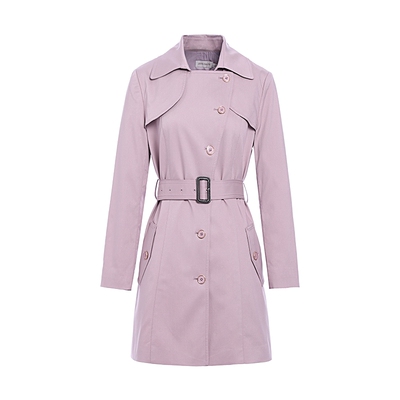 JESSIE肌理感中长收腰风衣外套女