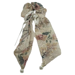 新中式刺绣碎花蝴蝶结飘带大肠发圈女2025新款高级感扎发头绳发饰