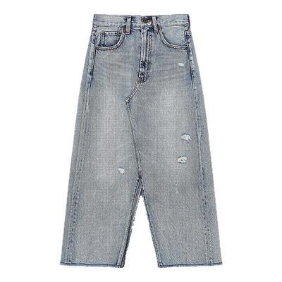 MOUSSY 春季新品美式风前后开叉牛仔半身裙女028ISA11-1581