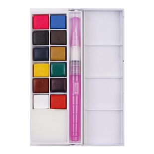 固体水彩颜料ArtSecret12色WCS-801便携式学生水彩画笔颜料盒套装