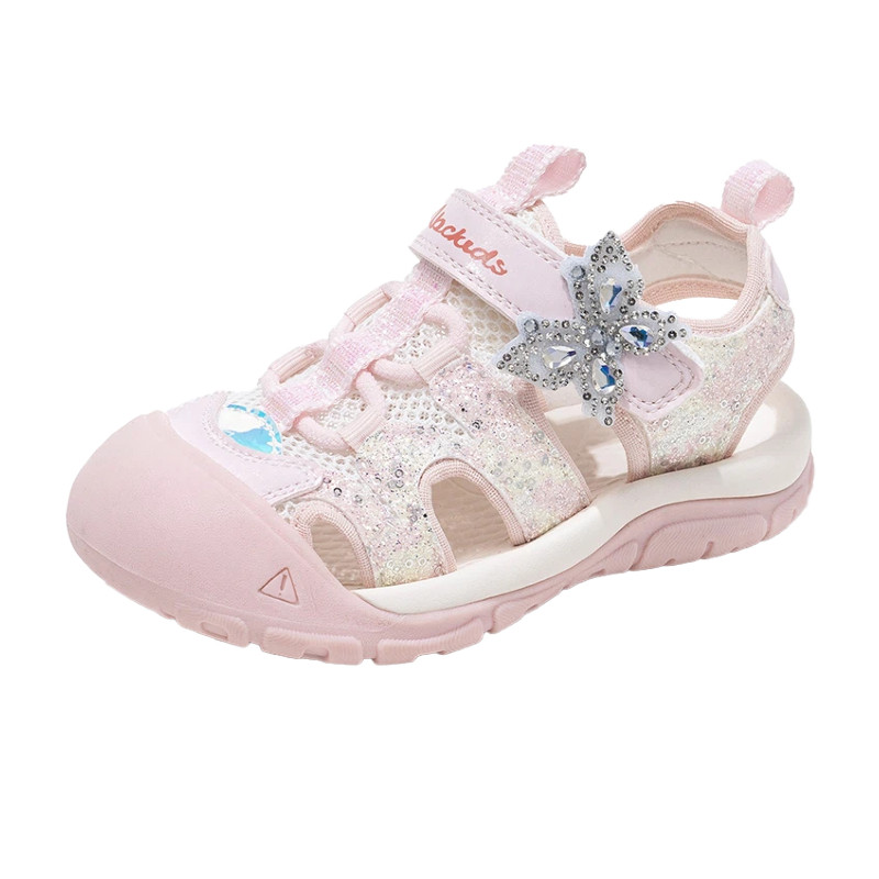 abckids女童包头镂空水钻凉鞋