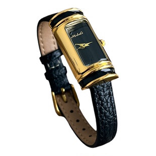 纵里M52复古黑金小方糖手表女真皮表带轻奢小众设计感时尚腕表