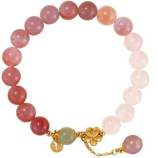 十里桃花玛瑙串珠手串女款2025新款和田玉银手链轻奢小众生日礼物