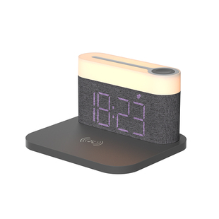 思莱普多功能手机四合一无线充电器床头小夜灯时钟闹钟创意台灯氛围灯生日礼物适用于iWatch手表充电座iPhone