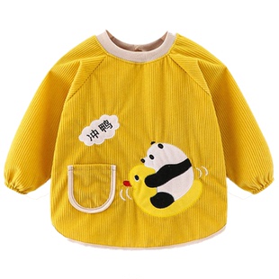 宝宝罩衣儿童吃饭防水围兜防脏小孩包衣围裙长袖婴儿洋气外穿护衣