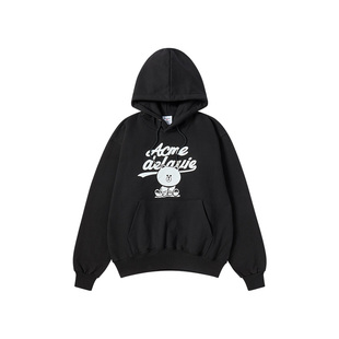 ADLV连帽卫衣街头休闲风男女宽松字母印花黑色上衣正版设计款外套