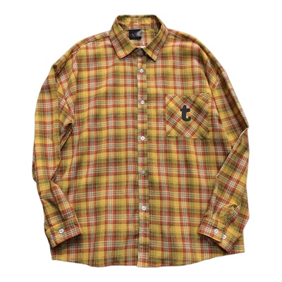 多巴胺衬衣秋季美式复古衬衫男高级感黄色格子衬衫女外套酷飒上衣