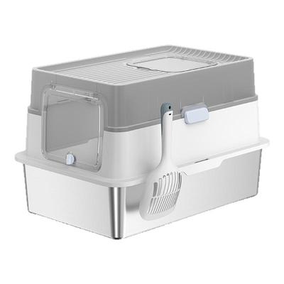 超大号半封闭全封闭不锈钢猫砂盆