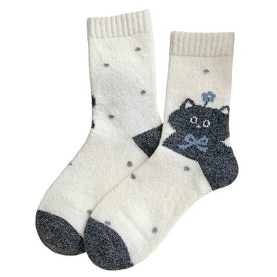 羊毛袜子女可爱冬季加厚保暖中筒