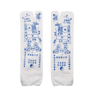 脚底穴位按摩袜子 男女足底反射区点穴袜子 中医经络穴位图纯棉袜