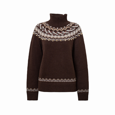 TOP家 闪耀点睛 法式复古重磅手工钉珠 费尔岛微粗羊毛针织毛衣